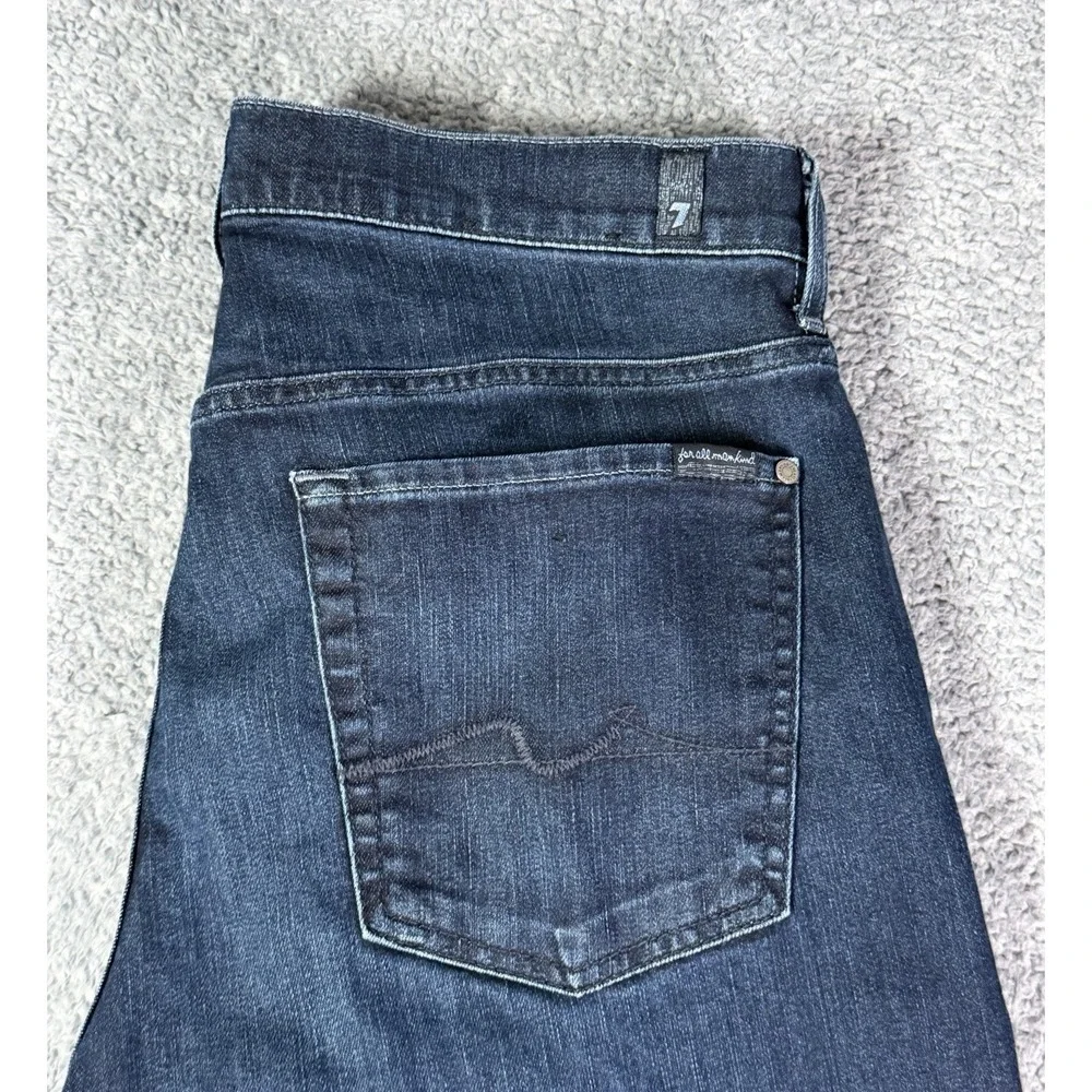 7 For All Mankind Austyn Relaxed Straight Leg Jeans Blue Dark Wash Mens 35x30